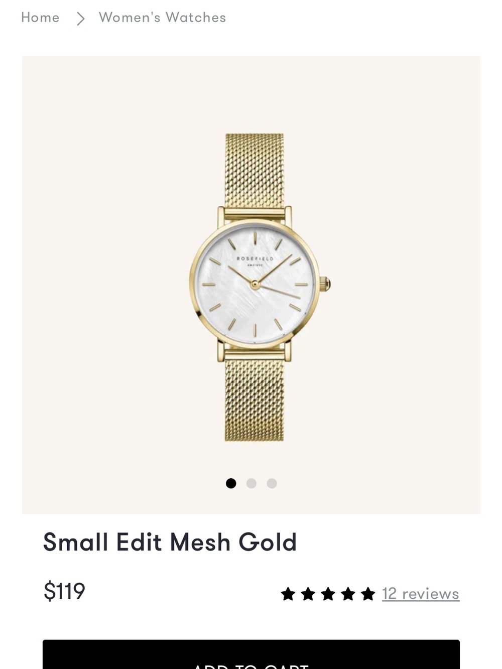 Rosefield Women's Mesh Strap Watch in Yellow Gold